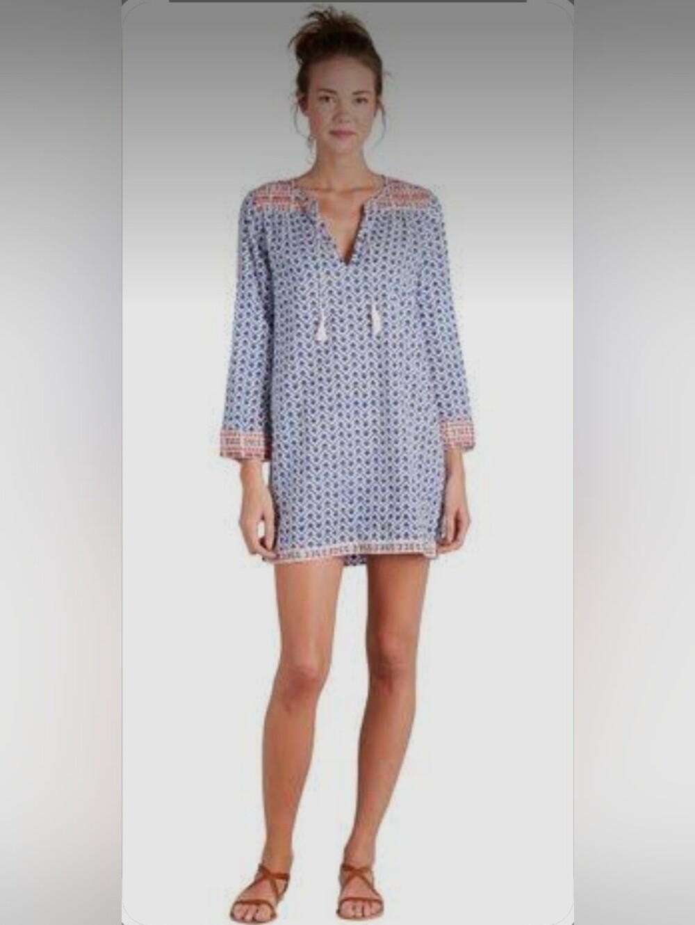 Soft Joie Embroidered Tassel Tunic Cover-Up